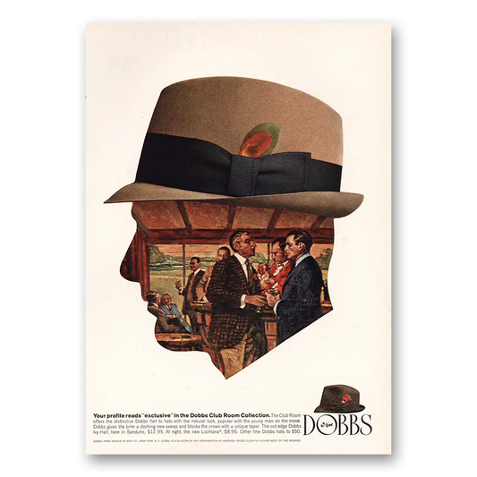 1964 Dobbs Hats Club Room Collection Vintage Magazine Print Ad