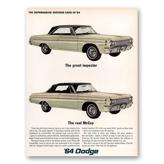 1964 Dodge Polara Great Imposter Real McCoy Vintage Magazine Print Ad