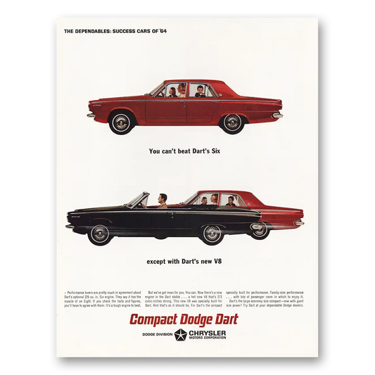 1964 Dodge Dart Compact Dodge Dart You Cant Beat Darts Six Vintage Magazine Print Ad