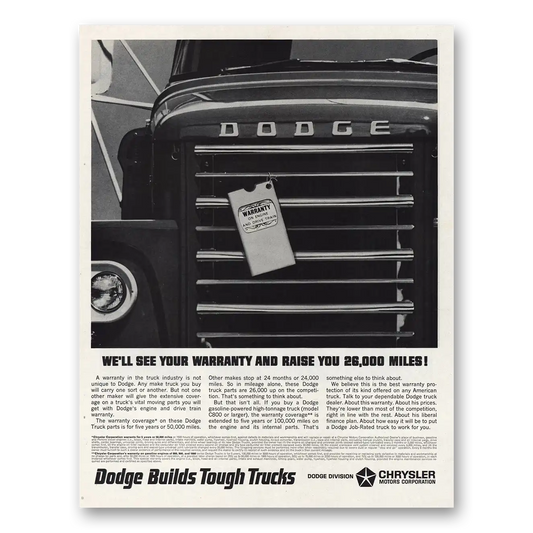 1964 Dodge Trucks See Your Warranty and Raise You 26000 Miles Vintage Magazine Print Ad