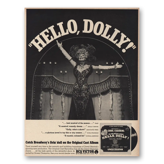 1964 Hello Dolly Promo Carol Channing Cast Album Vintage Magazine Print Ad