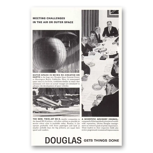 1964 Douglas Meeting Challenges in the Air or Outer Space Vintage Magazine Print Ad