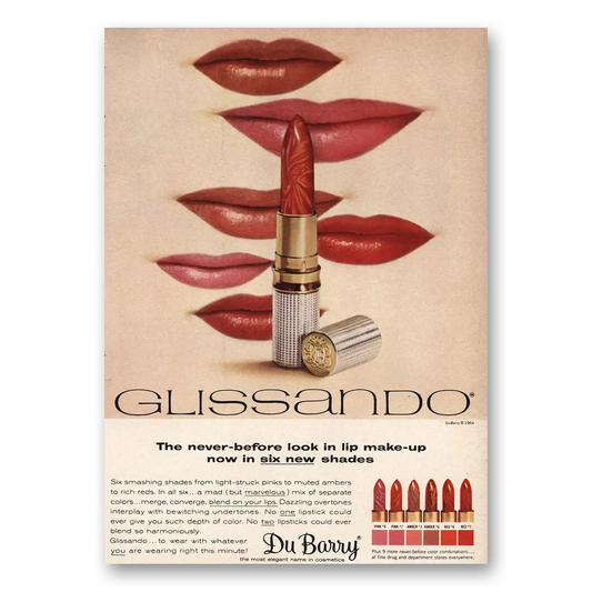 1964 DuBarry Beauty Glissando Lip Make Up Vintage Magazine Print Ad