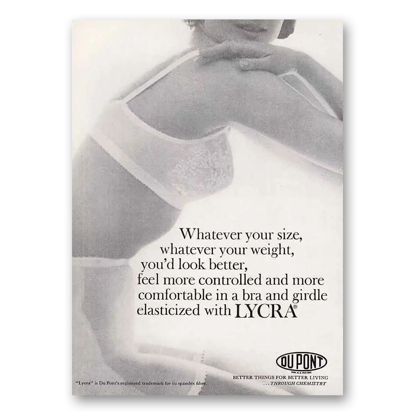 1964 DuPont Whatever Your Size Bra Vintage Magazine Print Ad