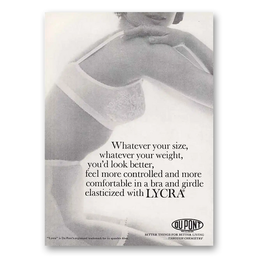 1964 DuPont Whatever Your Size Bra Vintage Magazine Print Ad