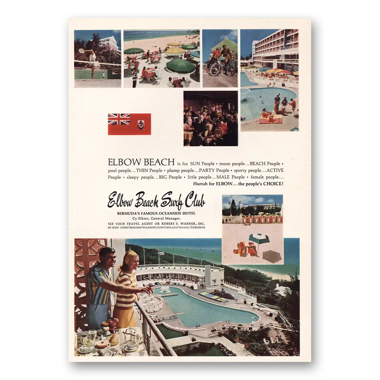 1964 Elbow Beach Hotel Sun People Moon People Vintage Magazine Print Ad