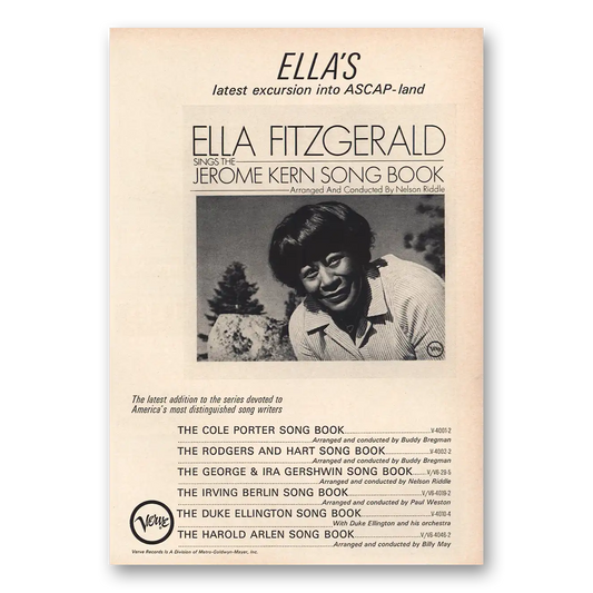 1964 Verve Records Ella Fitzgerald Jerome Kern Song Book Vintage Magazine Print Ad