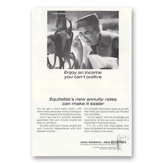 1964 Equitable Life Assurance Enjoy an Income You Can't Outlive Vintage Magazine Print Ad