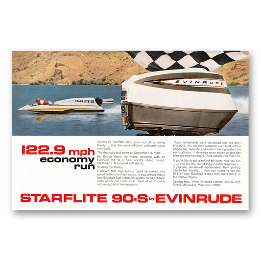 1964 Evinrude Starflite 1229 MPH Economy Run Vintage Magazine Print Ad