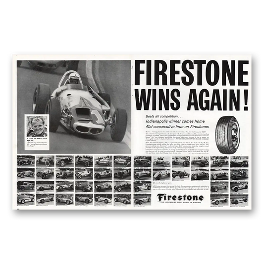 1964 Firestone Tires Wins Again AJ Foyt Vintage Magazine Print Ad