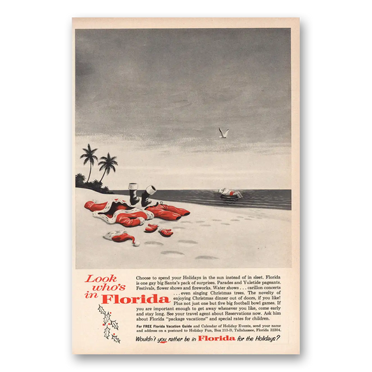 1964 Florida Look Who's In Florida Santa Vintage Magazine Print Ad