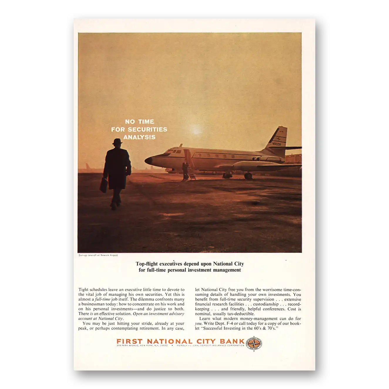 1964 First National City Bank Top Flight Executives Vintage Magazine Print Ad