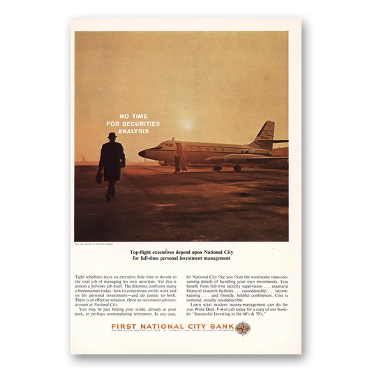 1964 First National City Bank Top Flight Executives Vintage Magazine Print Ad