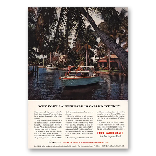 1964 Fort Lauderdale Florida Called Venice Vintage Magazine Print Ad