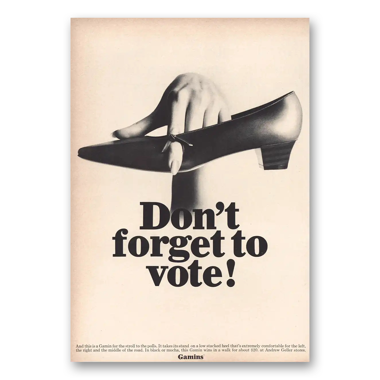 1964 Gamins Don’t Forget To Vote Vintage Magazine Print Ad