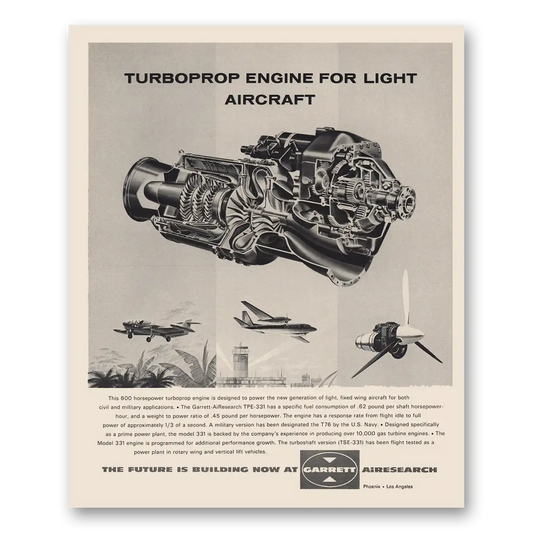 1964 Garrett AiResearch Turboprop Engine Light Aircraft Vintage Magazine Print Ad