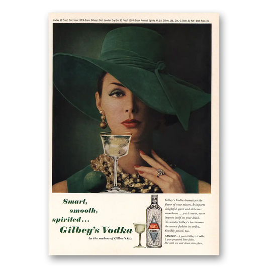 1964 Gilbeys Vodka Smooth Spirited Vintage Magazine Print Ad