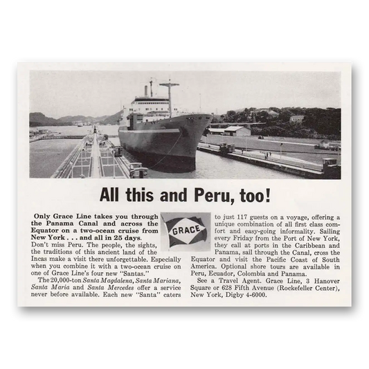 1964 Grace Line All This and Peru Too Vintage Magazine Print Ad