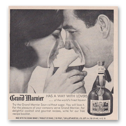 1964 Grand Marnier Has Way With Lovers Vintage Magazine Print Ad