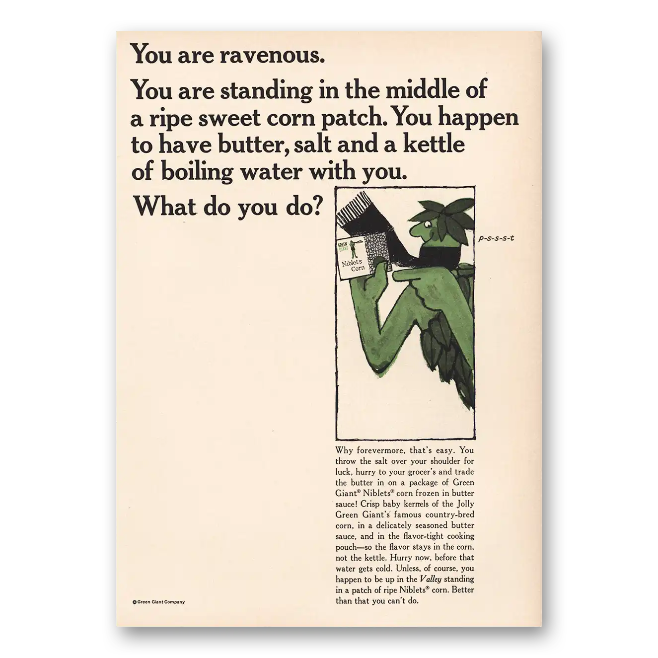 1964 Green Giant You Are Ravenous Vintage Magazine Print Ad