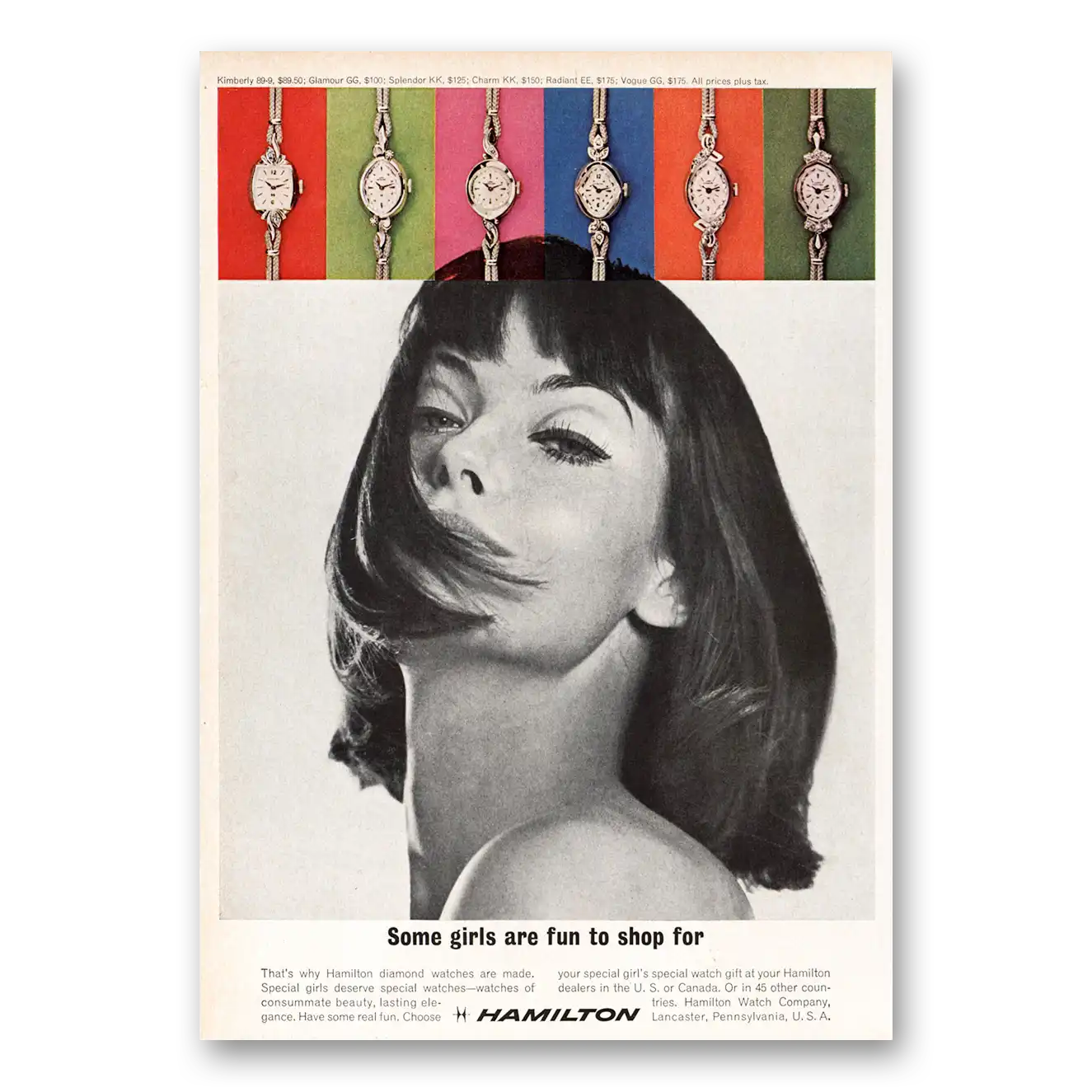 1964 Hamilton Watch Some Girls Are Fun to Shop For Vintage Magazine Print Ad