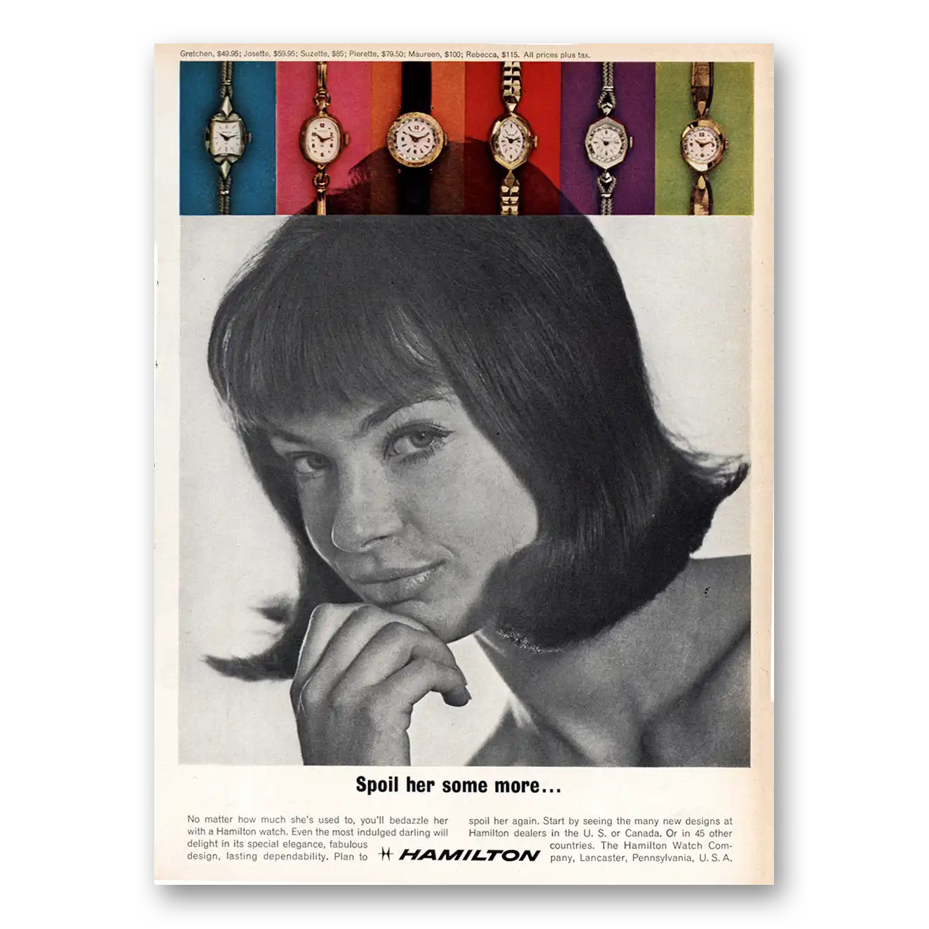 1964 Hamilton Watch Spoil Her Some More Vintage Magazine Print Ad