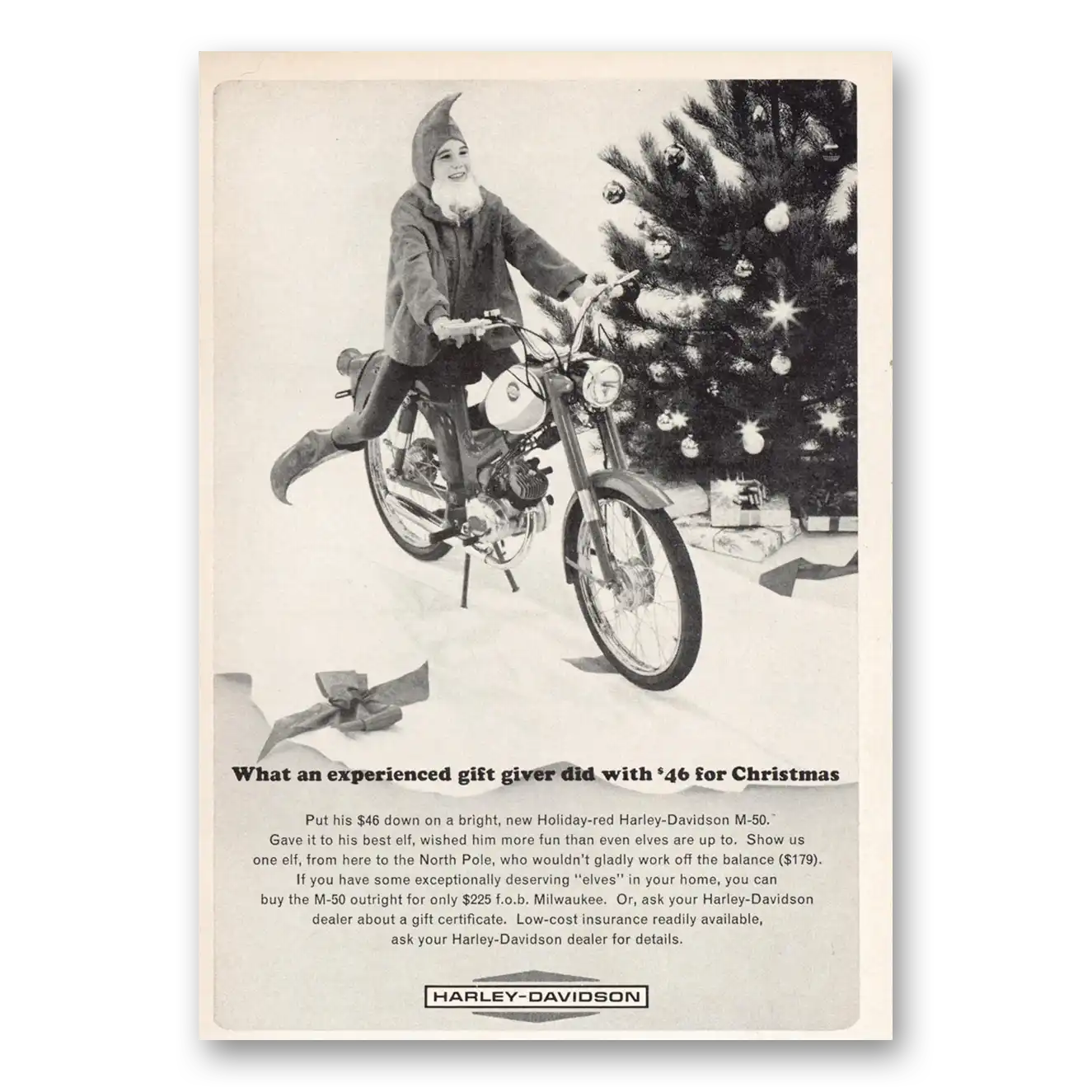 1964 Harley Davidson M50 Experienced Gift Driver Vintage Magazine Print Ad