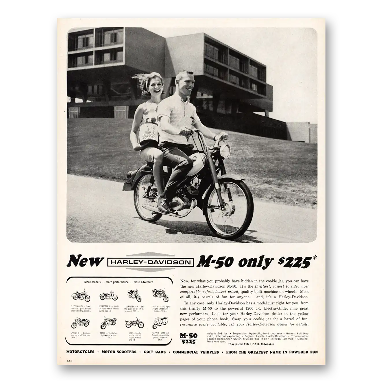 1964 Harley Davidson M50 Probably Have Hidden In Your Cookie Jar Vintage Magazine Print Ad