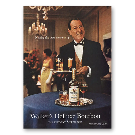 1964 Walkers DeLuxe Bourbon Whiskey Elegant 8 Year Old Vintage Magazine Print Ad