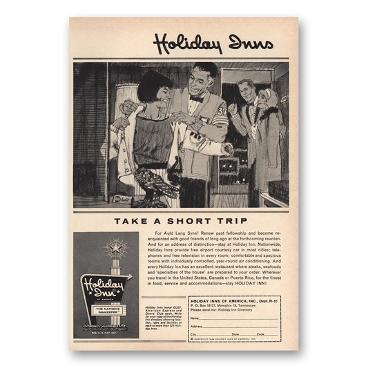 1964 Holiday Inn Take Short Trip Vintage Magazine Print Ad