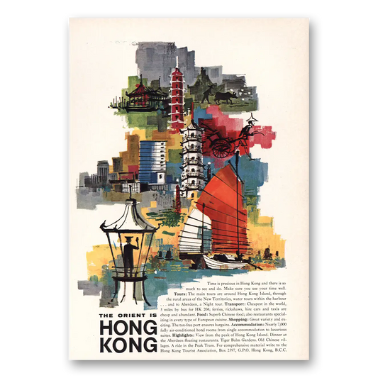 1964 Hong Kong The Orient is Hong Kong Vintage Magazine Print Ad