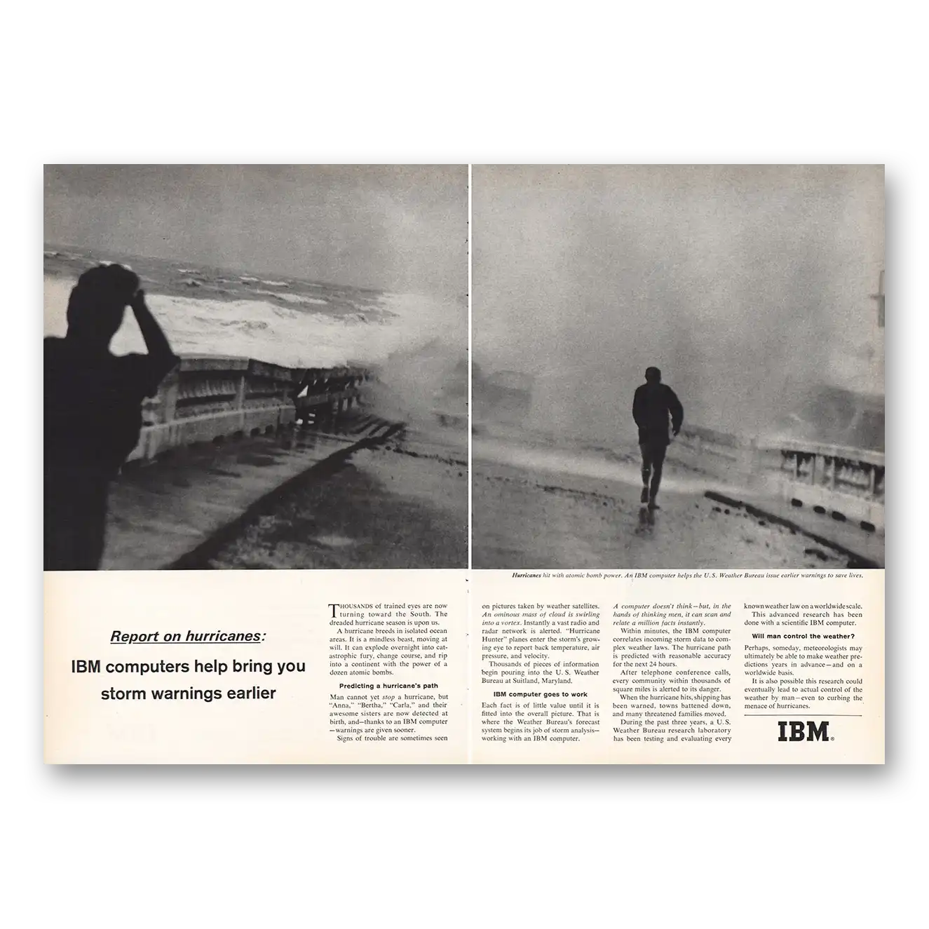 1964 IBM Storm Warnings Earlier Vintage Magazine Print Ad