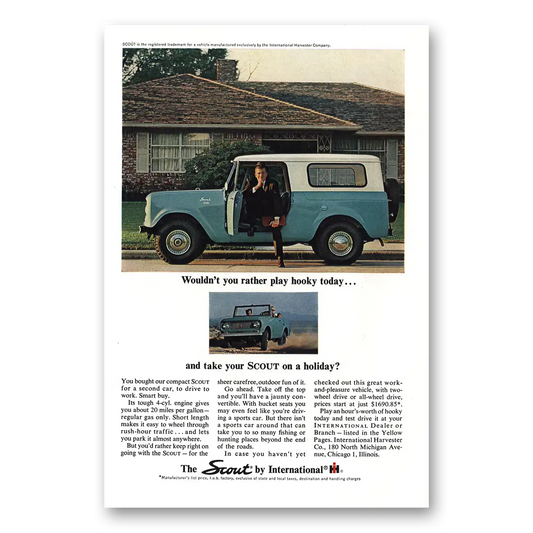 1964 International Harvester Scout Play Hooky Vintage Magazine Print Ad