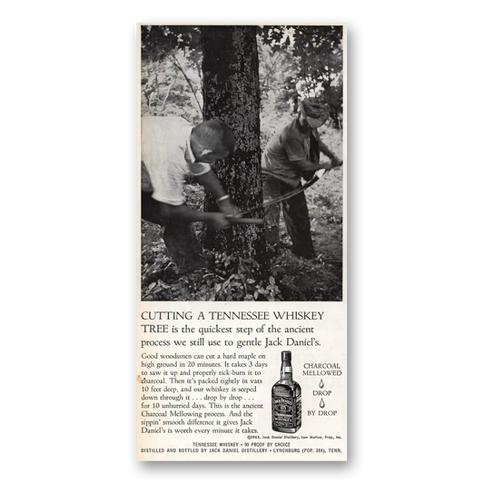 1964 Jack Daniels Cutting Tennessee Whiskey Tree Vintage Magazine Print Ad