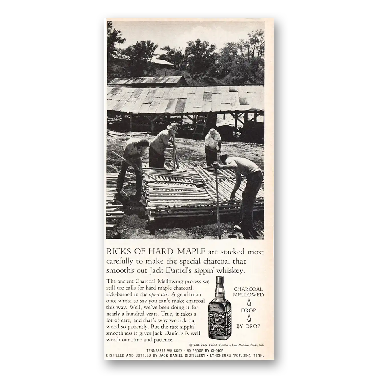 1964 Jack Daniels Ricks of Hard Maple Vintage Magazine Print Ad