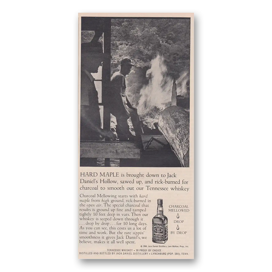 1964 Jack Daniels Hard Maple Is Brought Down Vintage Magazine Print Ad