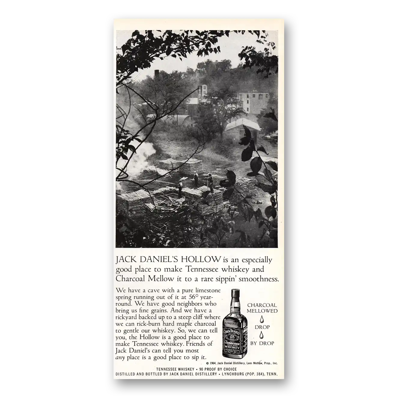 1964 Jack Daniels Hollow Especially Good Place Vintage Magazine Print Ad