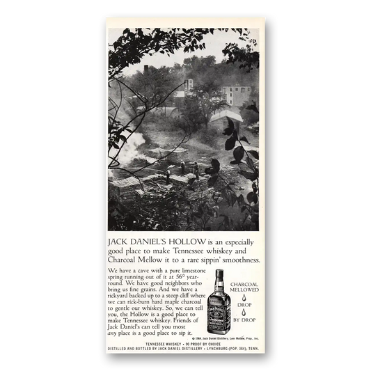 1964 Jack Daniels Hollow Especially Good Place Vintage Magazine Print Ad