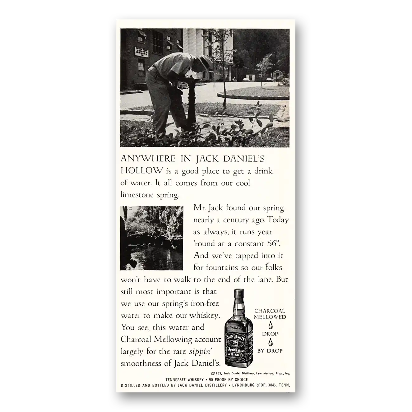 1964 Jack Daniels Anywhere in Jack Daniels Hollow Vintage Magazine Print Ad