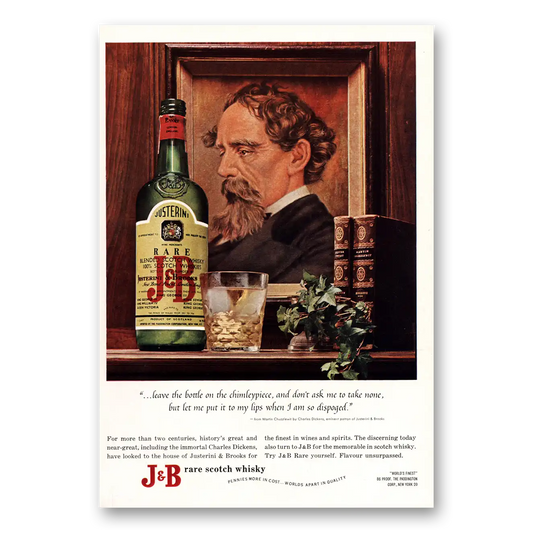 1964 J&B Scotch Whisky Leave Bottle On Chimleypiece Vintage Magazine Print Ad