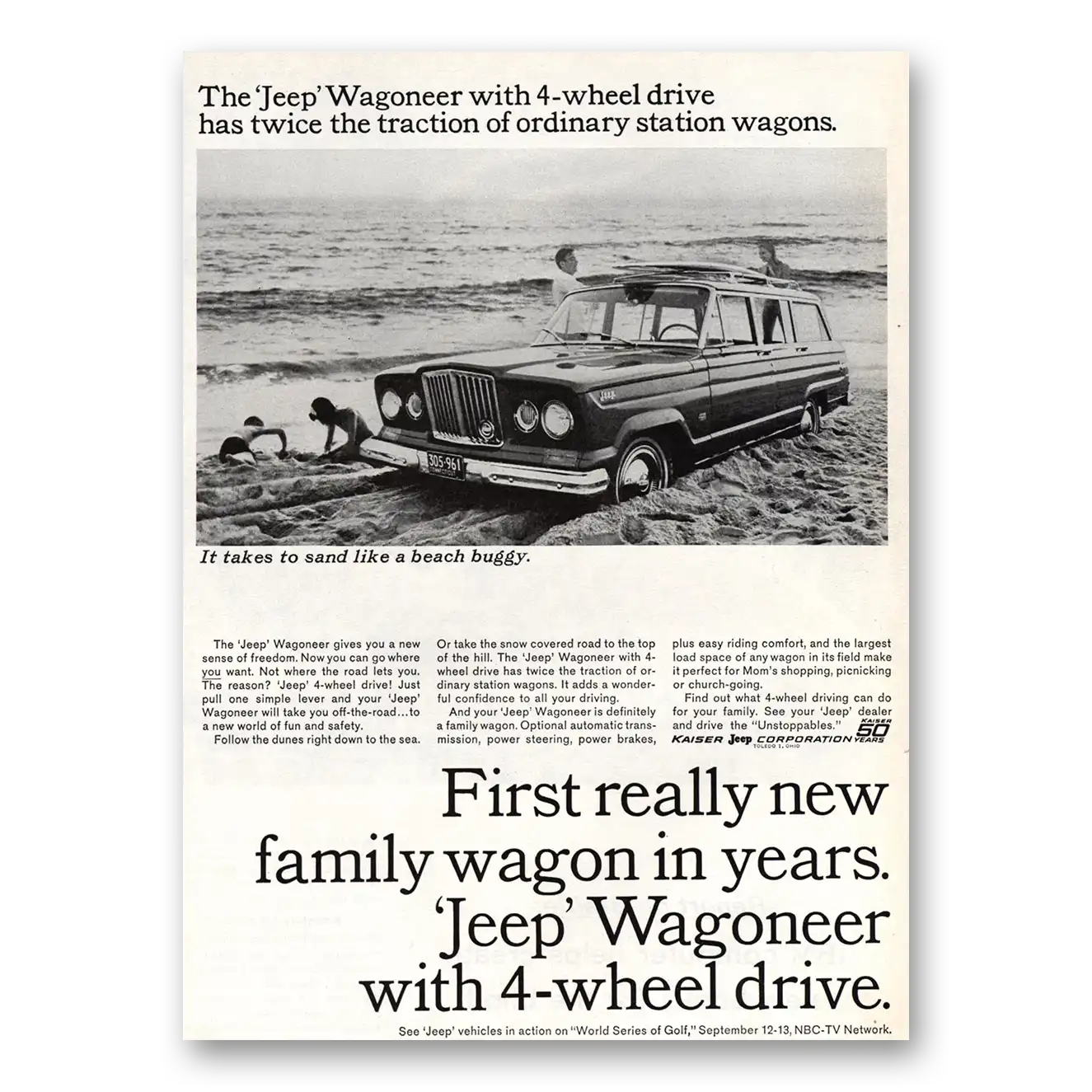 1964 Jeep Wagoneer Really New Family Wagon Vintage Magazine Print Ad