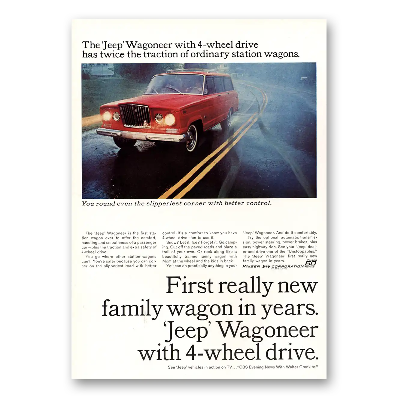 1964 Jeep Wagoneer First Really New Family Wagon Vintage Magazine Print Ad