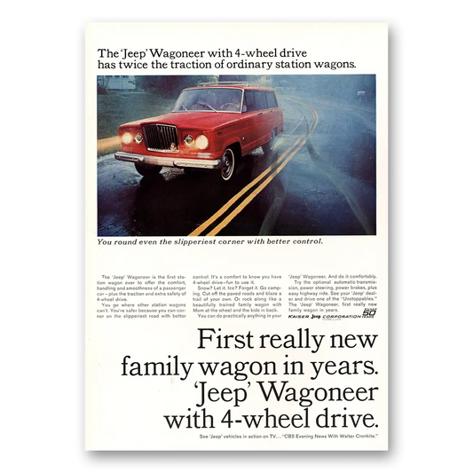 1964 Jeep Wagoneer First Really New Family Wagon Vintage Magazine Print Ad