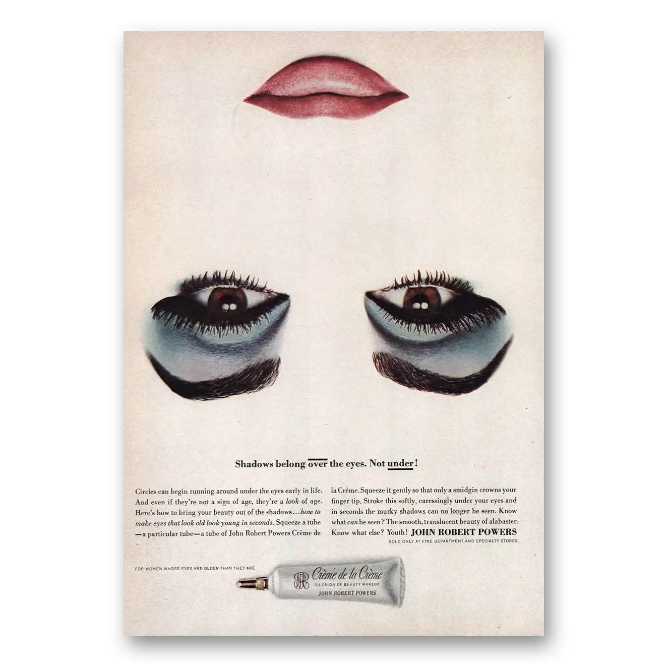 1964 John Robert Powers Shadows Belong Over Eyes Vintage Magazine Print Ad