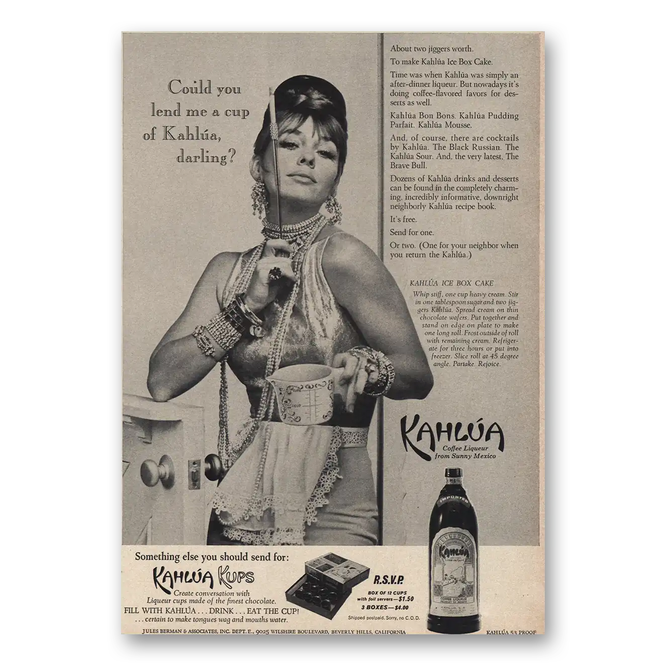 1964 Kahlua Lend Me a Cup of Kahlua Darling Vintage Magazine Print Ad