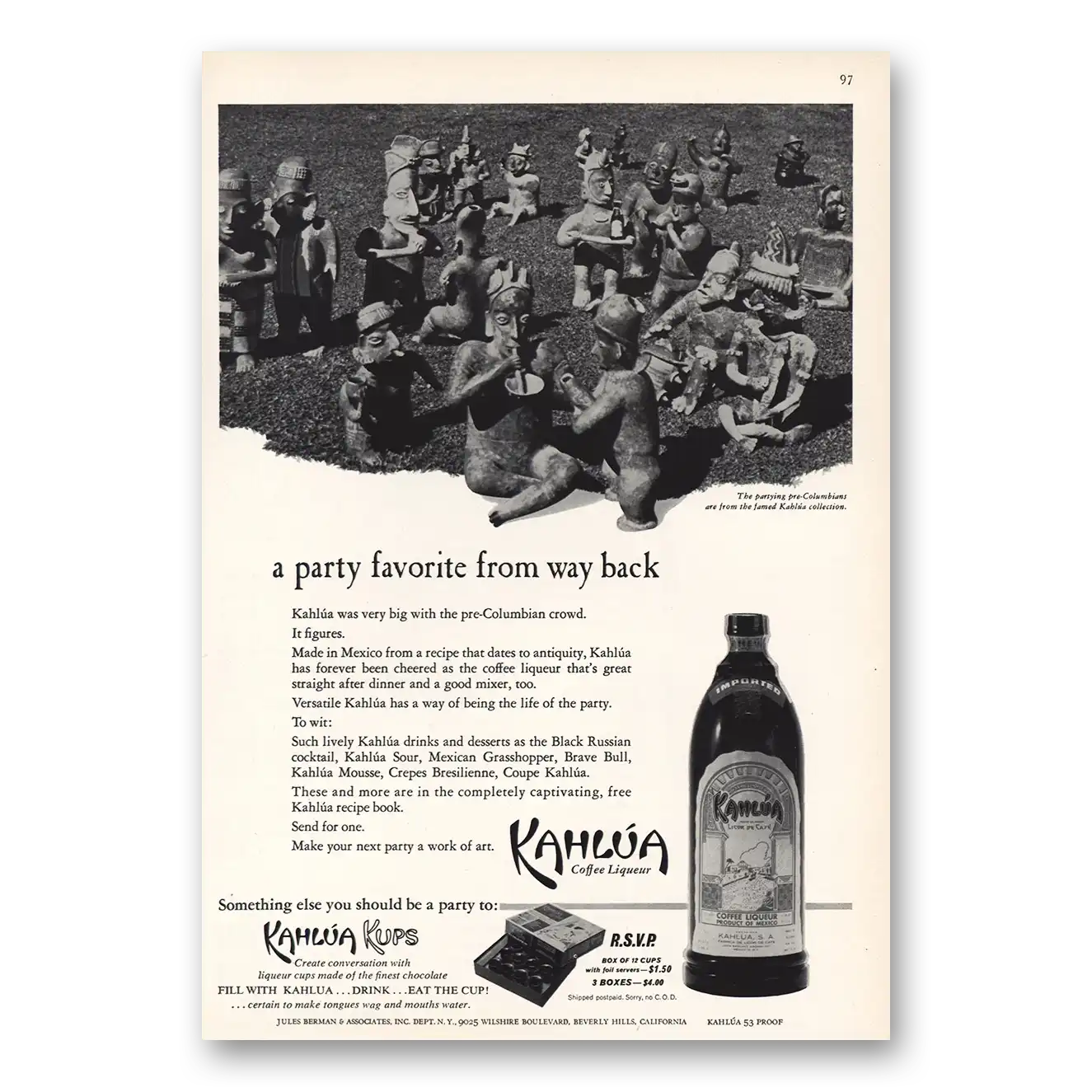 1964 Kahlua Party Favorite From Way Back Vintage Magazine Print Ad