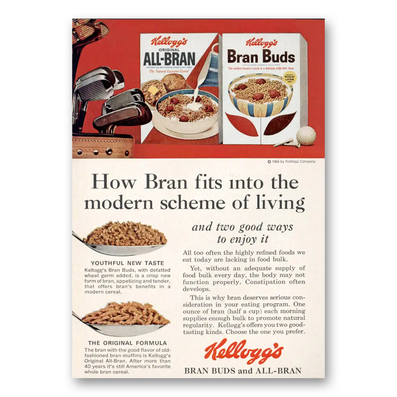 1964 Kelloggs Bran Buds Cereal Modern Scheme of Living Vintage Magazine Print Ad