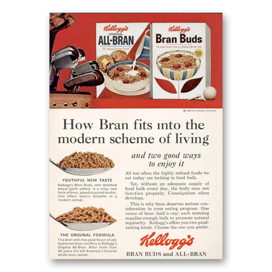 1964 Kelloggs Bran Buds Cereal Modern Scheme of Living Vintage Magazine Print Ad