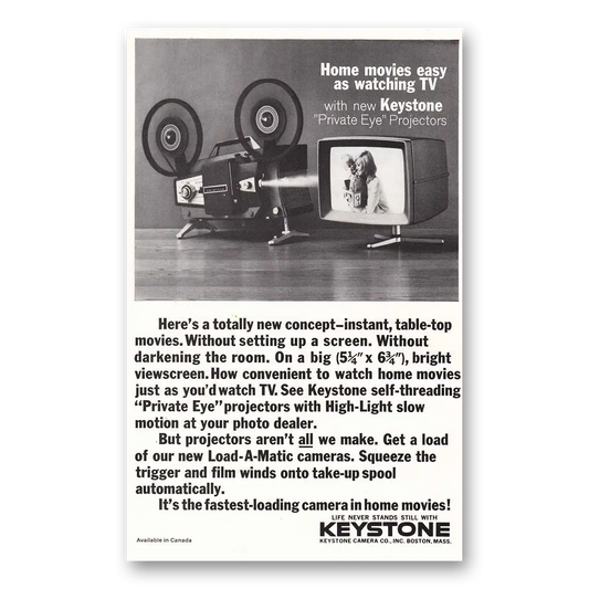 1964 Keystone Camera Private Eye Projectors Home Movies Vintage Magazine Print Ad