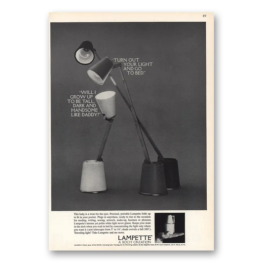 1964 Koch Creations Turn Out Your Light Go To Bed Vintage Magazine Print Ad